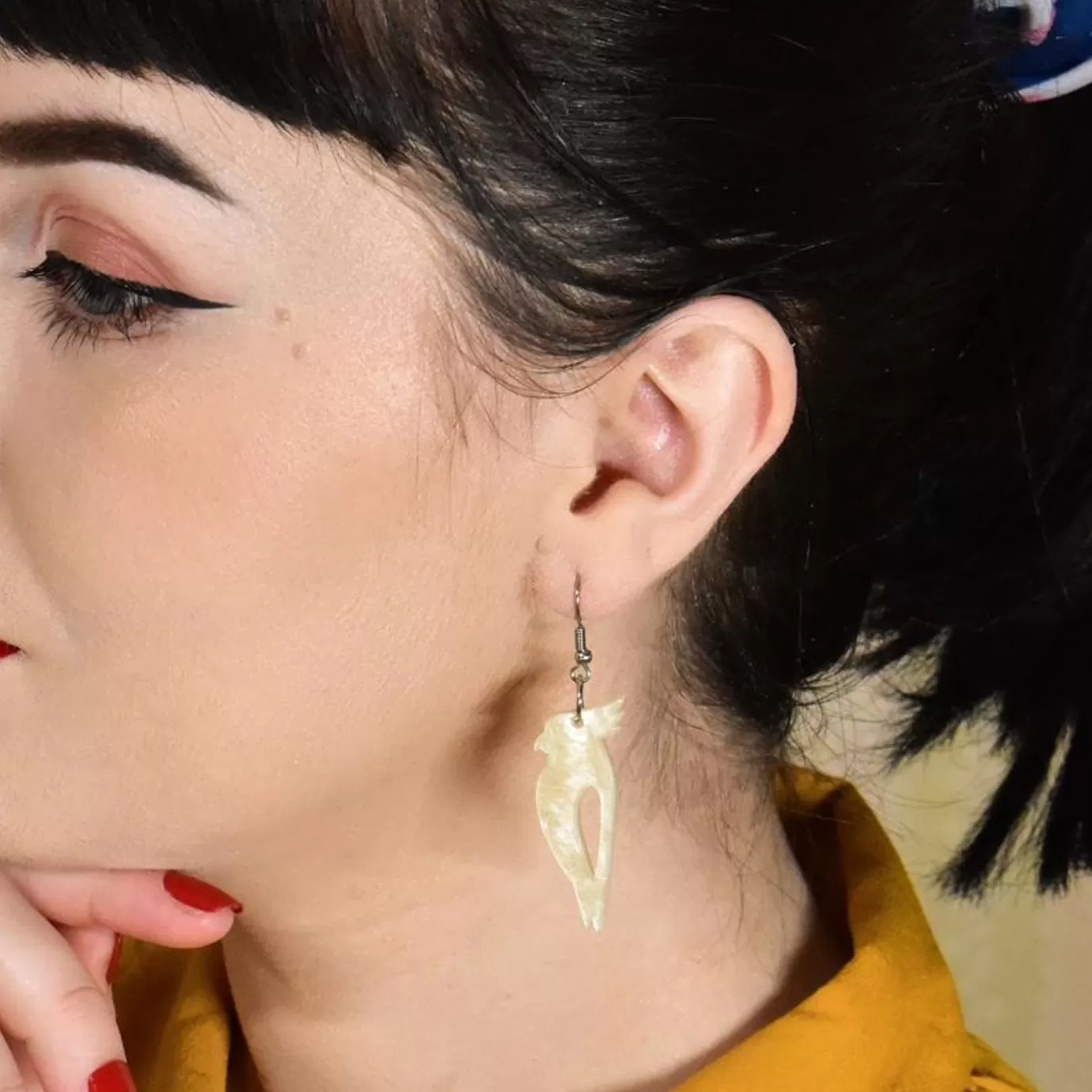 Erstwilder Kookaburra Ripple Glitter Resin Drop Earrings - Cream* Essential Earrings