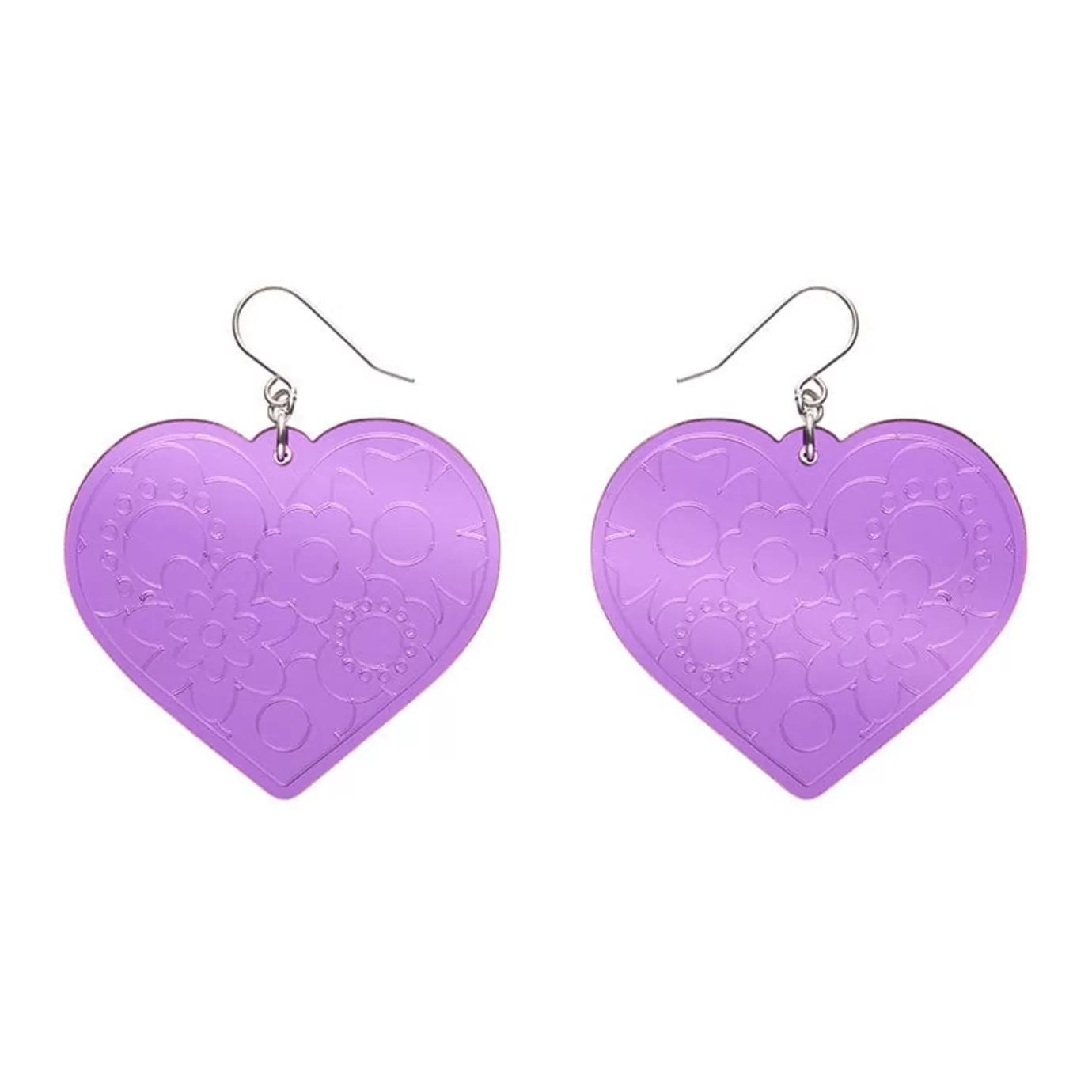 Erstwilder Love Heart Mirror Drop Earrings - Purple* Essential Earrings