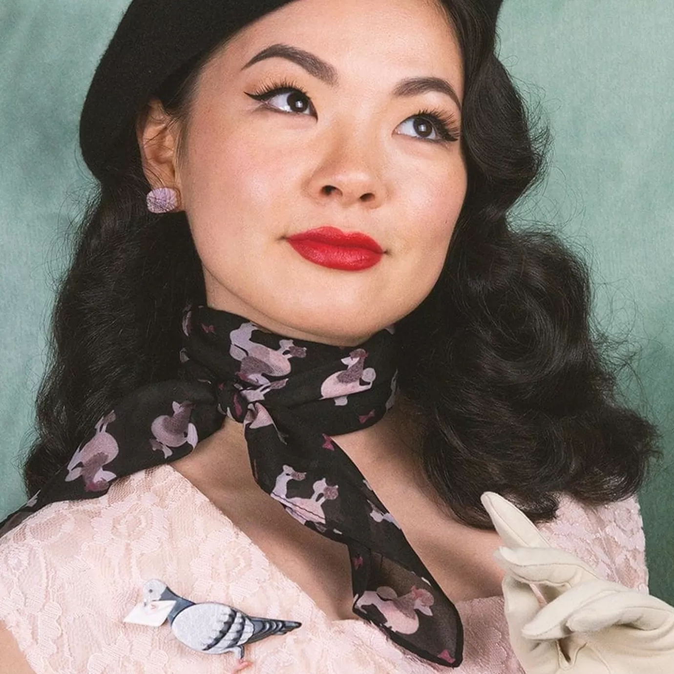 Erstwilder Madame Caniche Head Scarf - Black* Scarves
