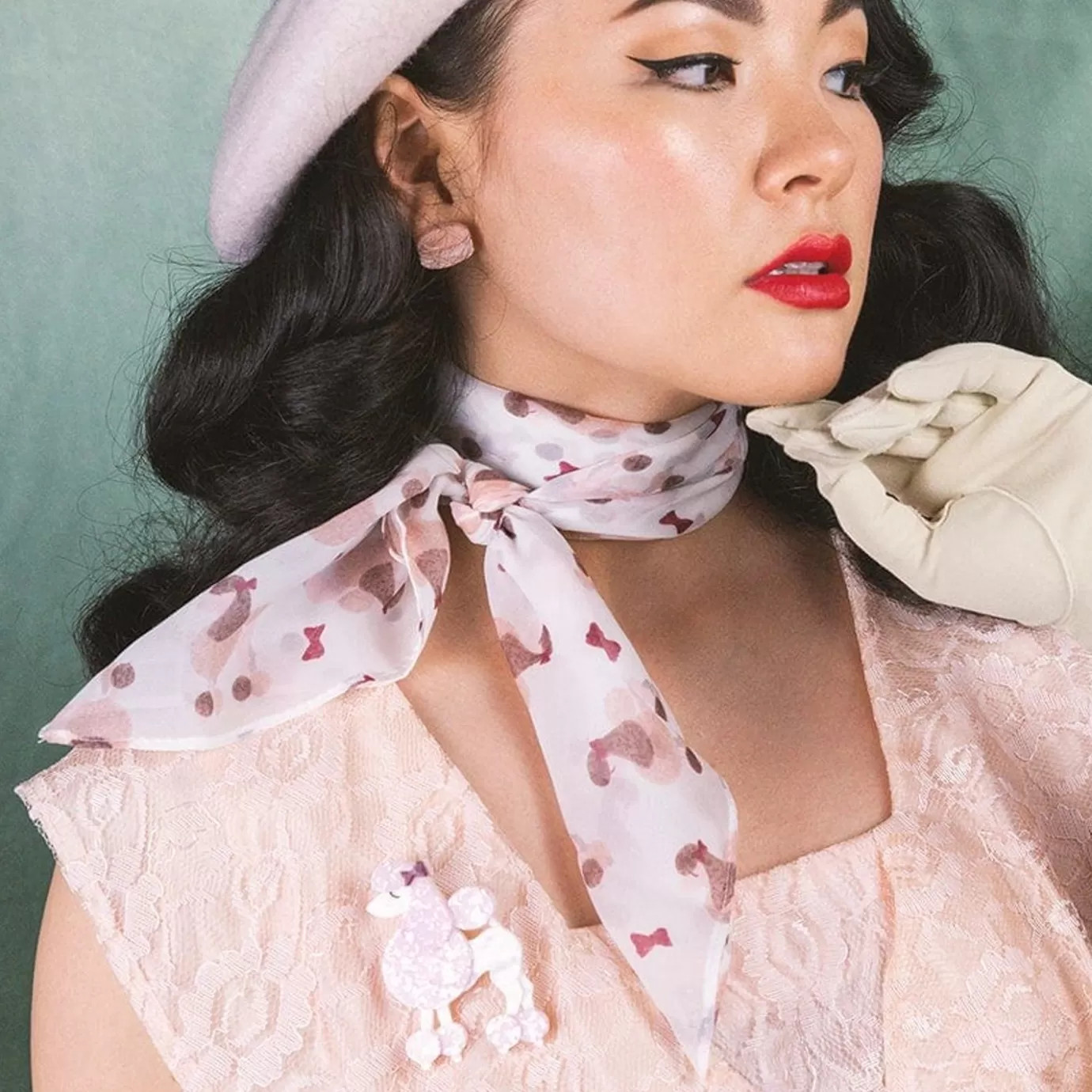 Erstwilder Madame Caniche Head Scarf - White* Scarves