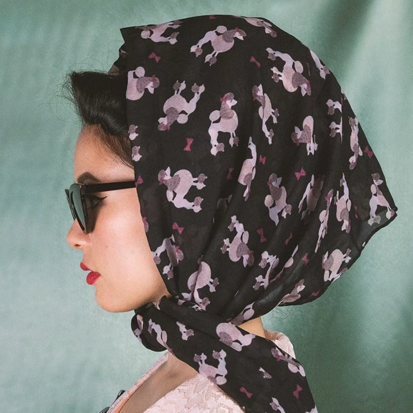 Erstwilder Madame Caniche Large Neck Scarf - Black* Scarves