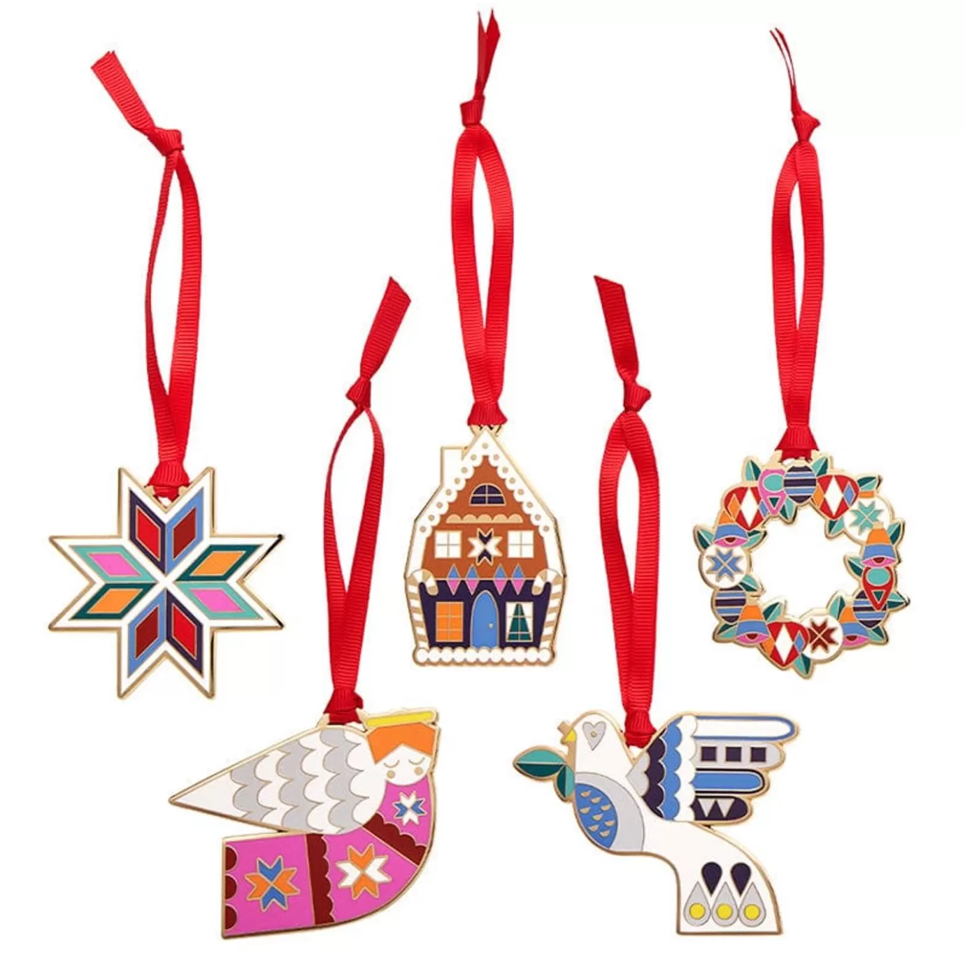 Erstwilder Modern Holiday Enamel Tree Ornament Pack - 5 Piece* Tree Ornaments