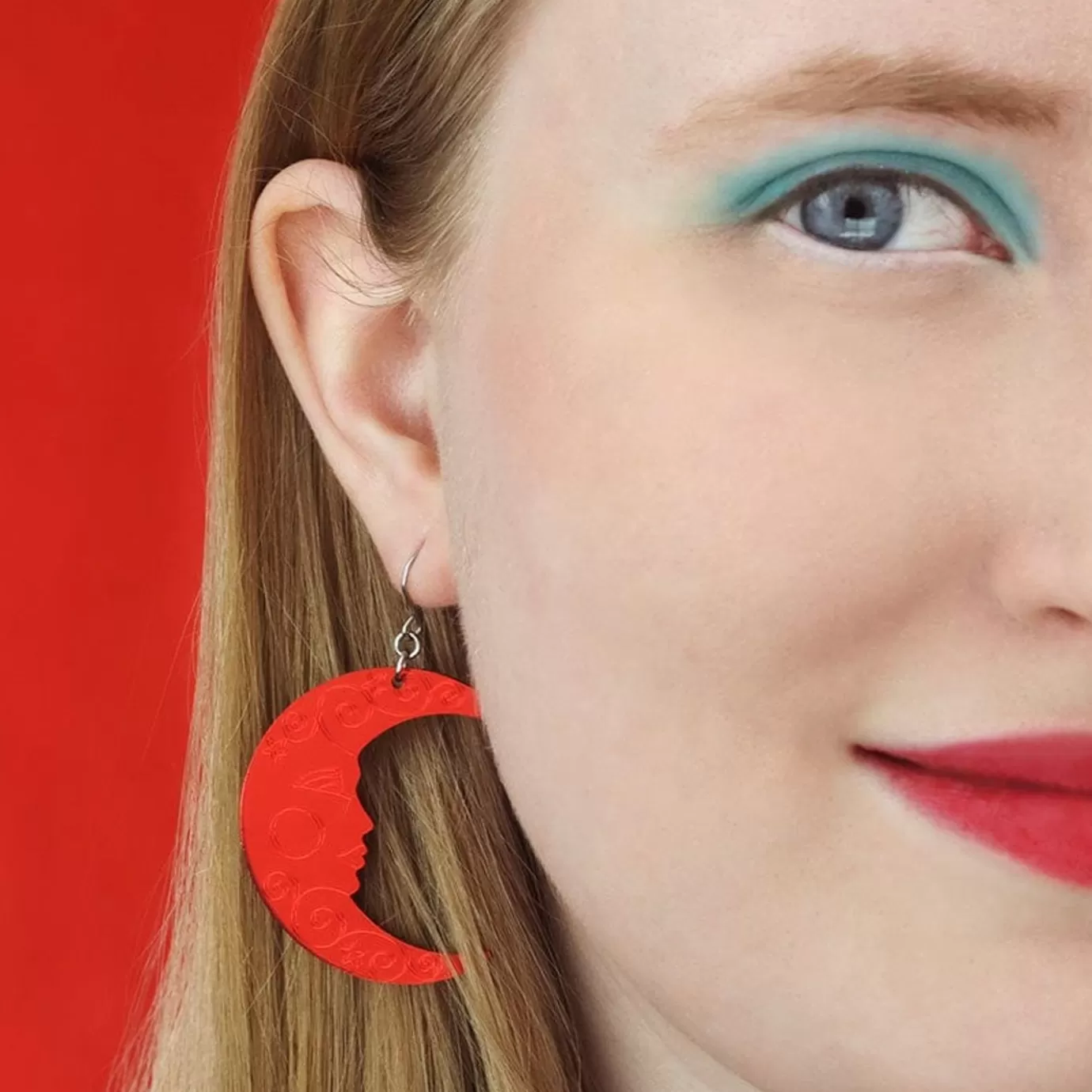 Erstwilder Moon Mirror Drop Earrings - Red* Essential Earrings