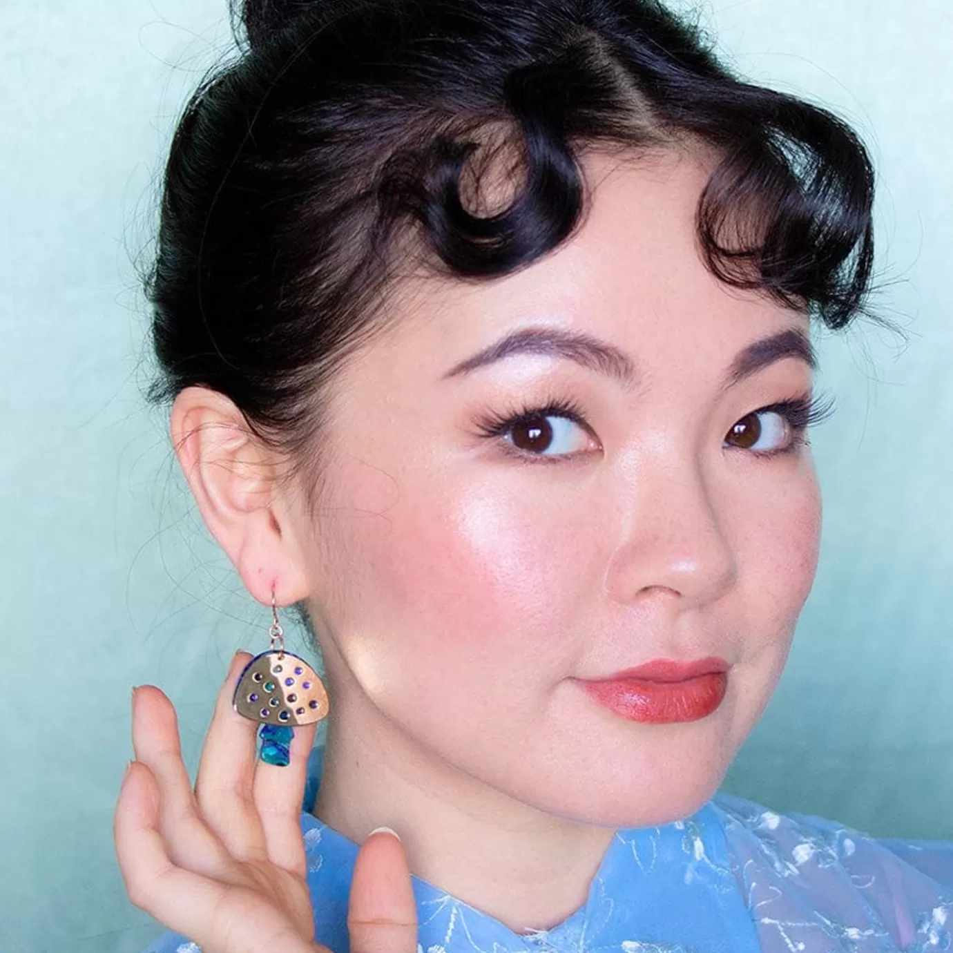 Erstwilder Mushroom Textured Resin Drop Earrings - Blue* Essential Earrings