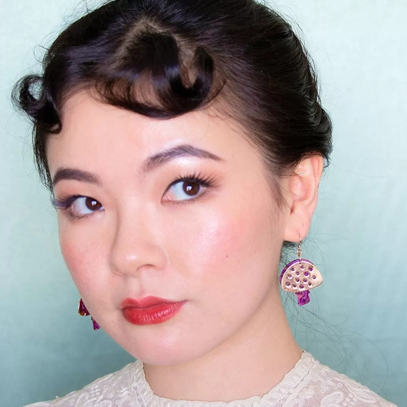 Erstwilder Mushroom Textured Resin Drop Earrings - Pink* Essential Earrings