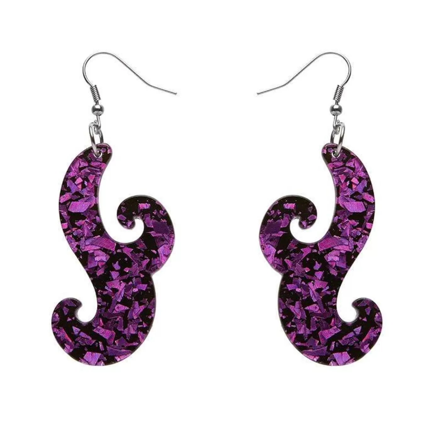 Erstwilder Nouveau Chunky Glitter Resin Drop Earrings - Purple* Essential Earrings