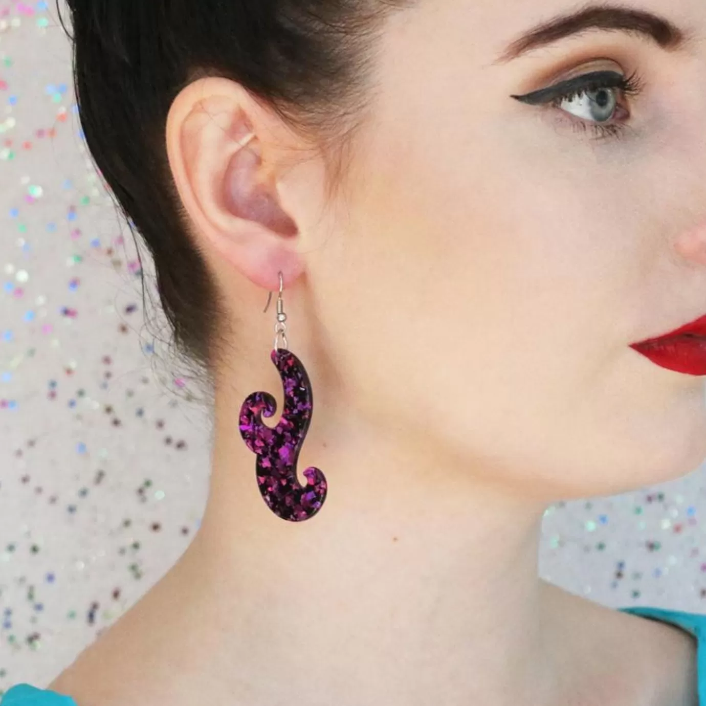 Erstwilder Nouveau Chunky Glitter Resin Drop Earrings - Purple* Essential Earrings