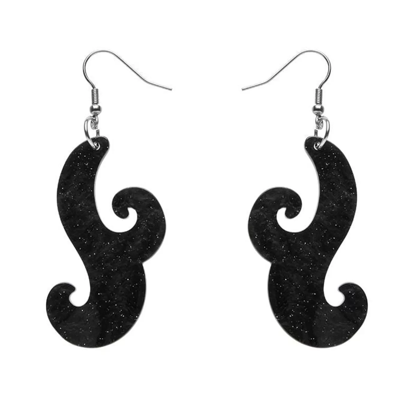 Erstwilder Nouveau Ripple Glitter Resin Drop Earrings - Black* Essential Earrings