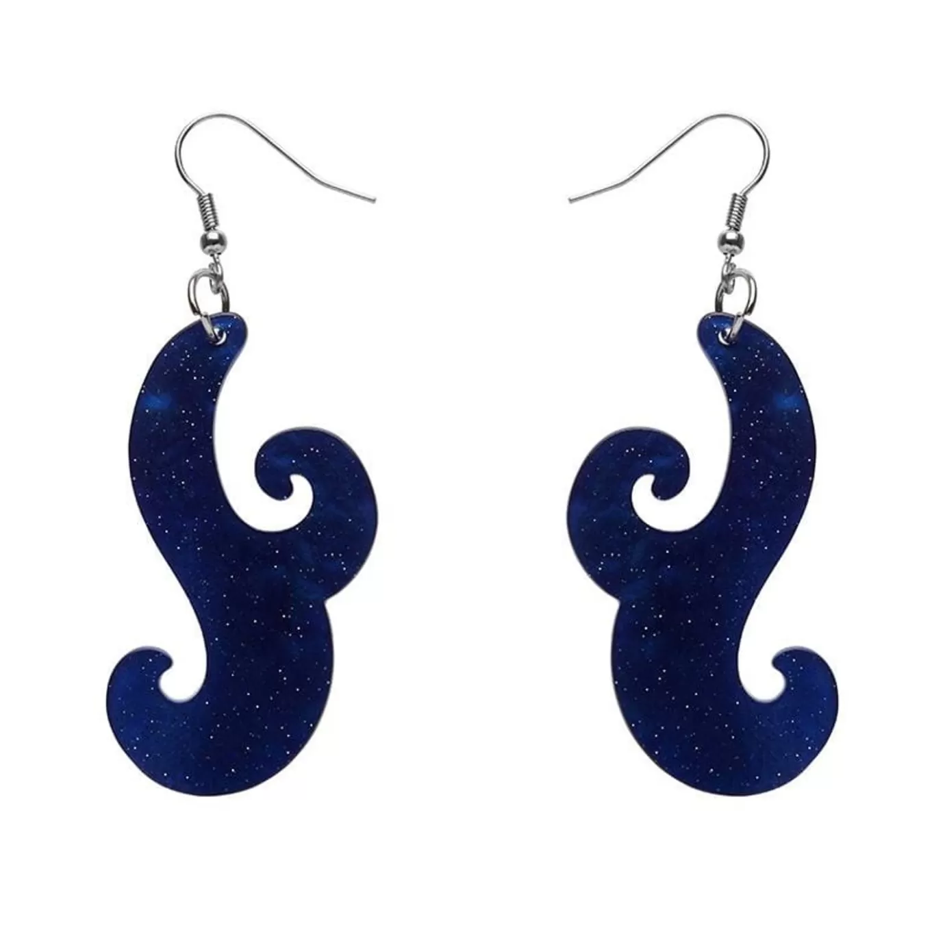 Erstwilder Nouveau Ripple Glitter Resin Drop Earrings - Dark Blue* Essential Earrings