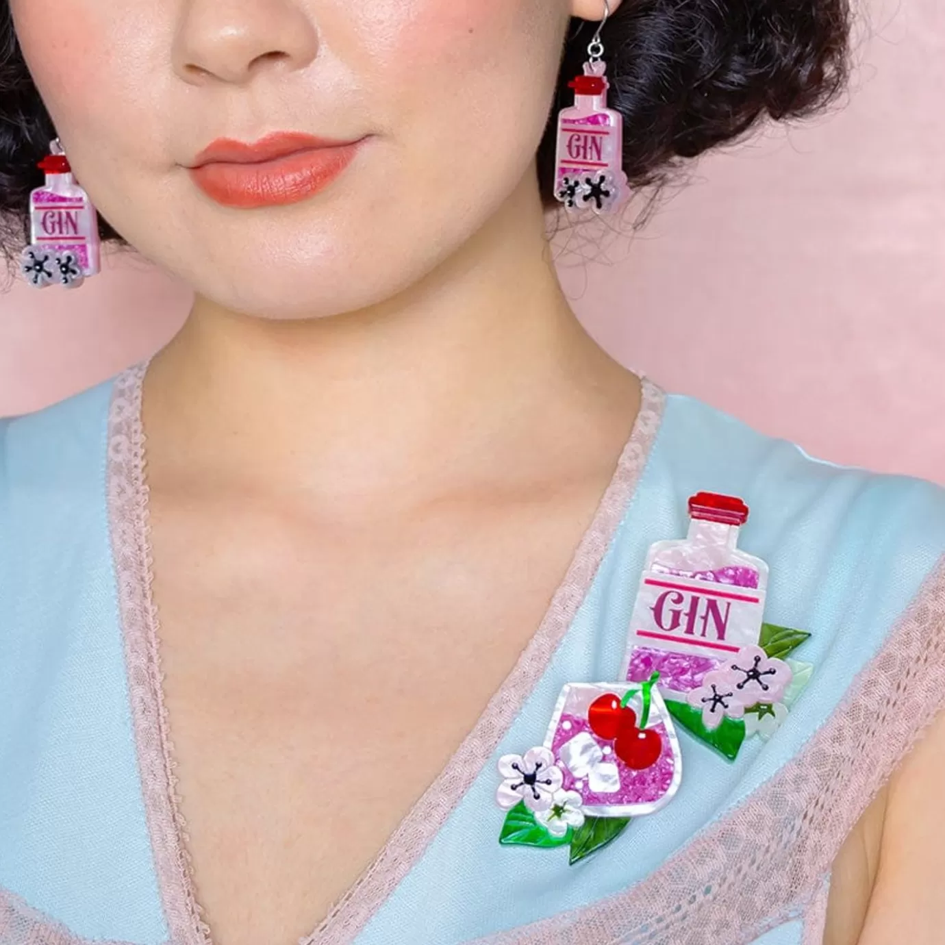 Erstwilder Pink Gin Party Brooch Set* Brooches