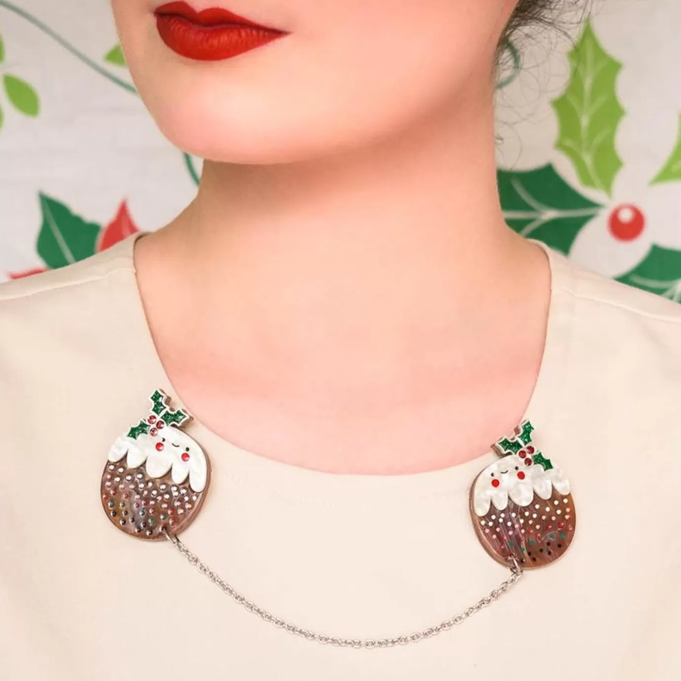 Erstwilder Plum Puddie Cardigan Clips* Brooches