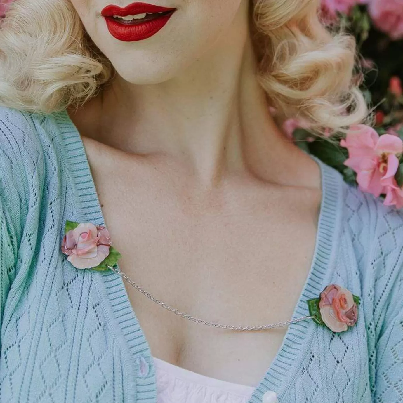Erstwilder Prim Petals Cardigan Clips* Brooches