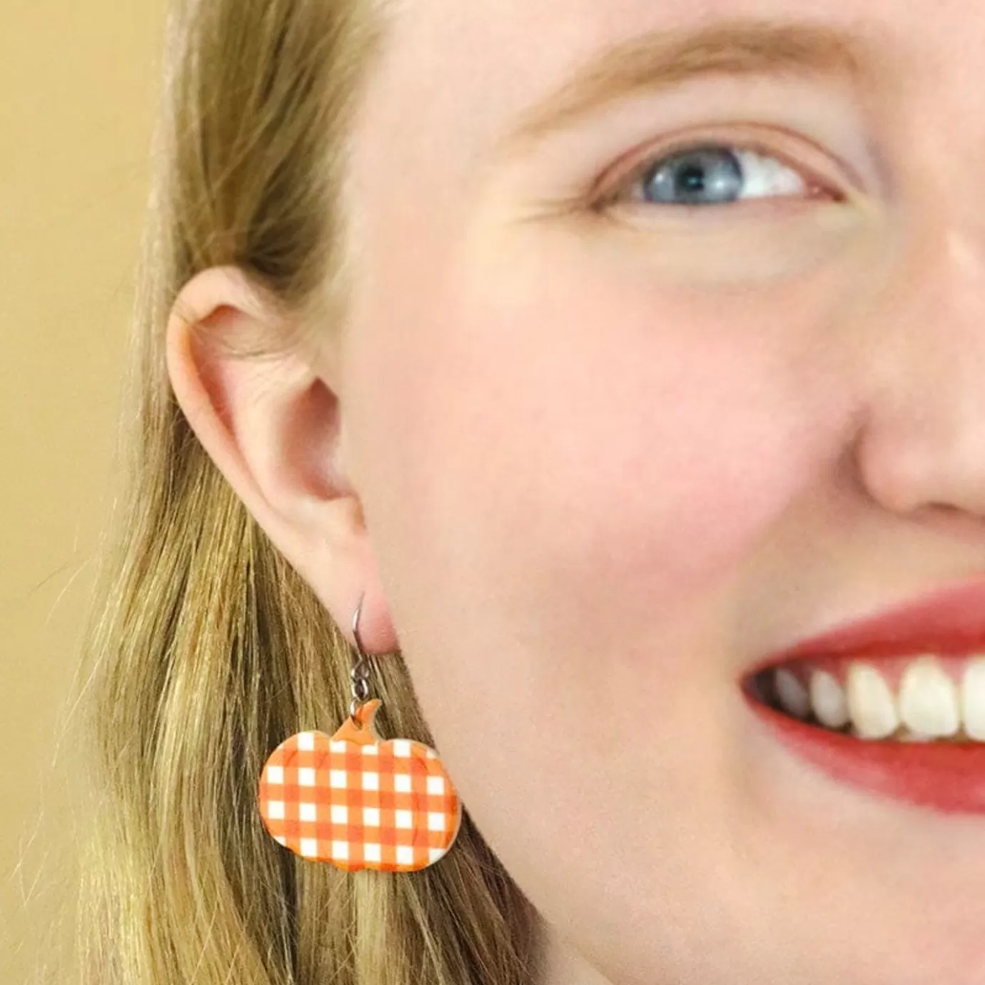 Erstwilder Pumpkin Gingham Drop Earrings - Orange* Essential Earrings