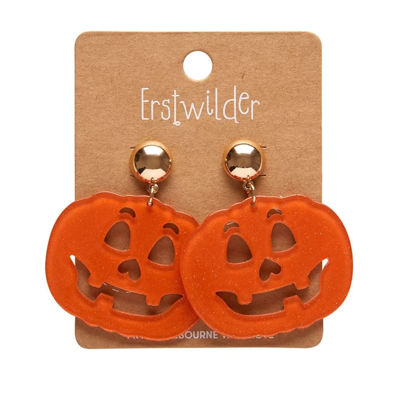 Erstwilder Pumpkin Glitter Statement Earrings - Orange* Essential Earrings