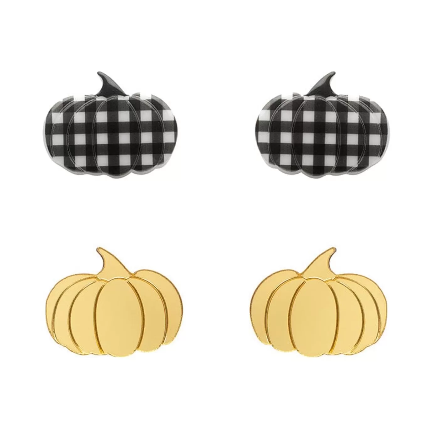 Erstwilder Pumpkin Patch Stud Earrings Set - Gold & Black Gingham* Essential Earrings