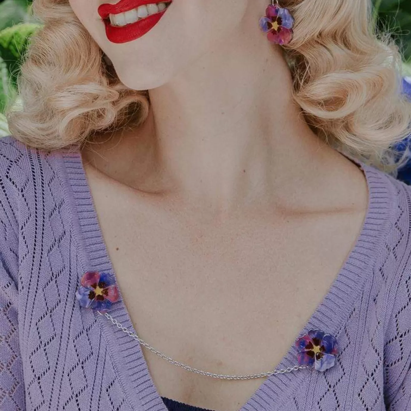 Erstwilder Purple Prose Cardigan Clips* Brooches