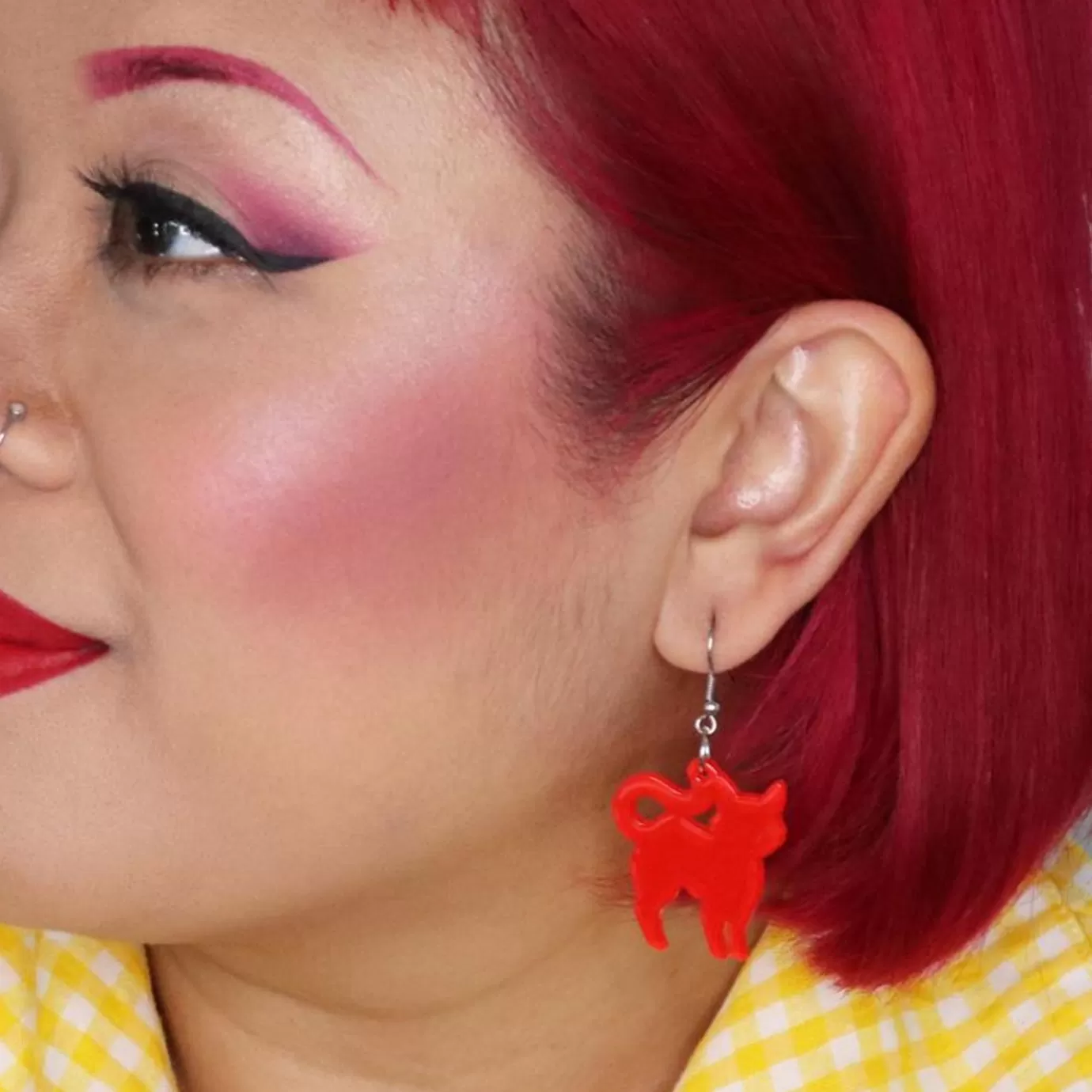 Erstwilder Pussy Cat Bubble Resin Drop Earrings - Red* Essential Earrings