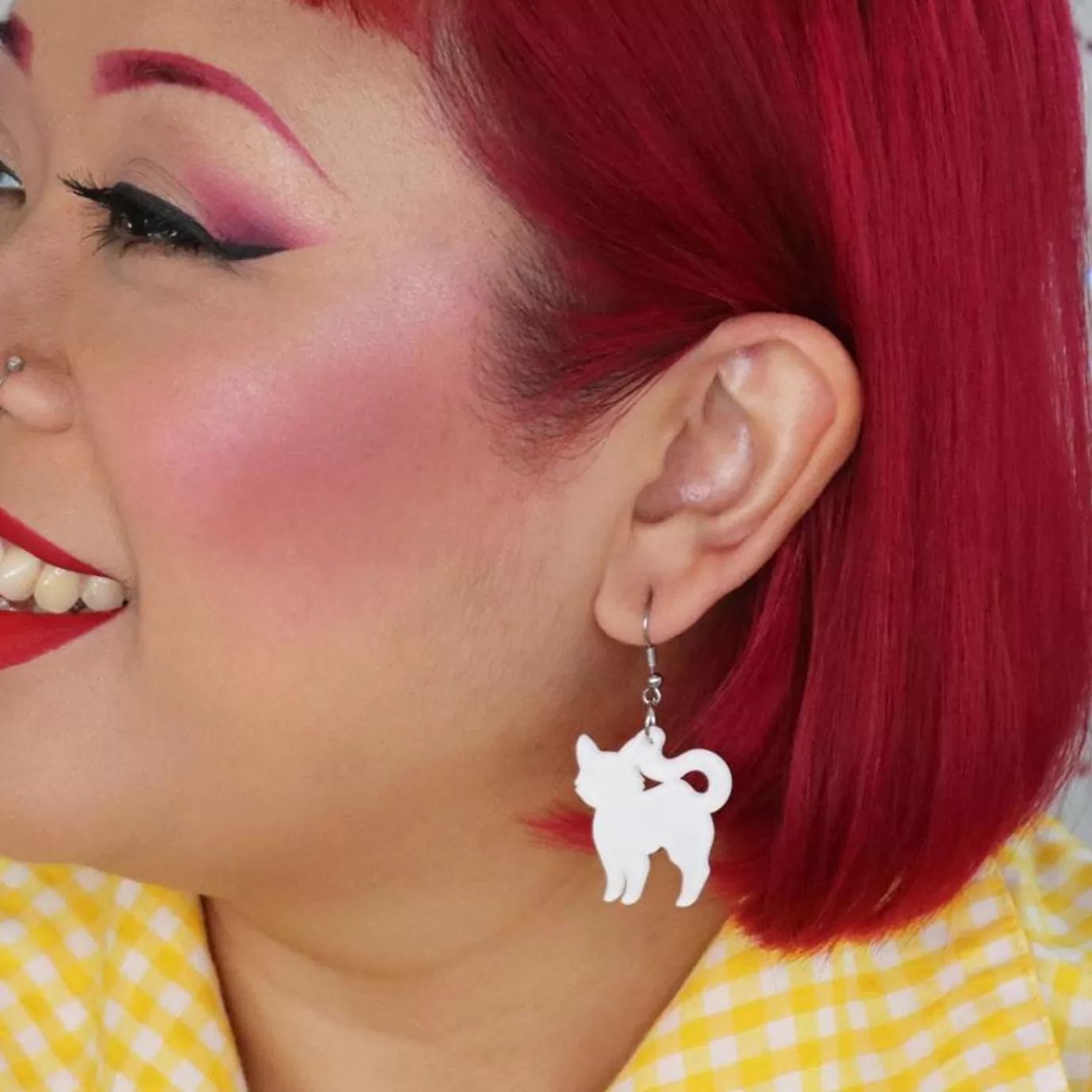 Erstwilder Pussy Cat Bubble Resin Drop Earrings - White* Essential Earrings