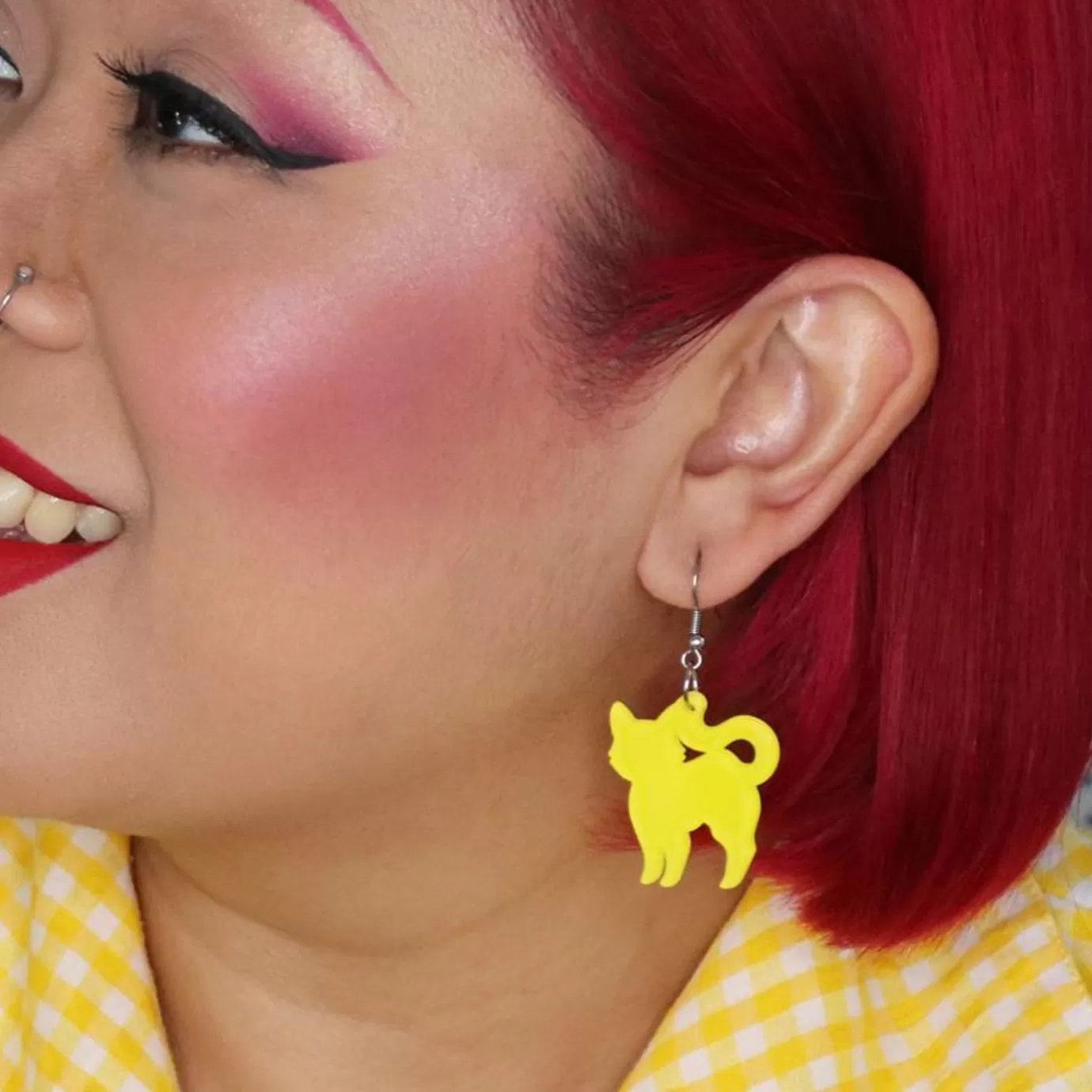 Erstwilder Pussy Cat Bubble Resin Drop Earrings - Yellow* Essential Earrings