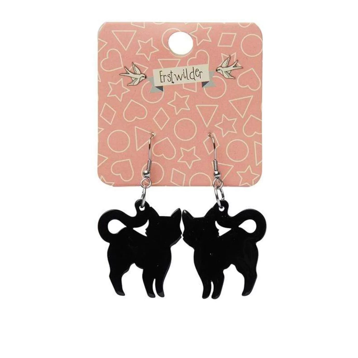 Erstwilder Pussy Cat Solid Resin Drop Earrings - Black* Essential Earrings