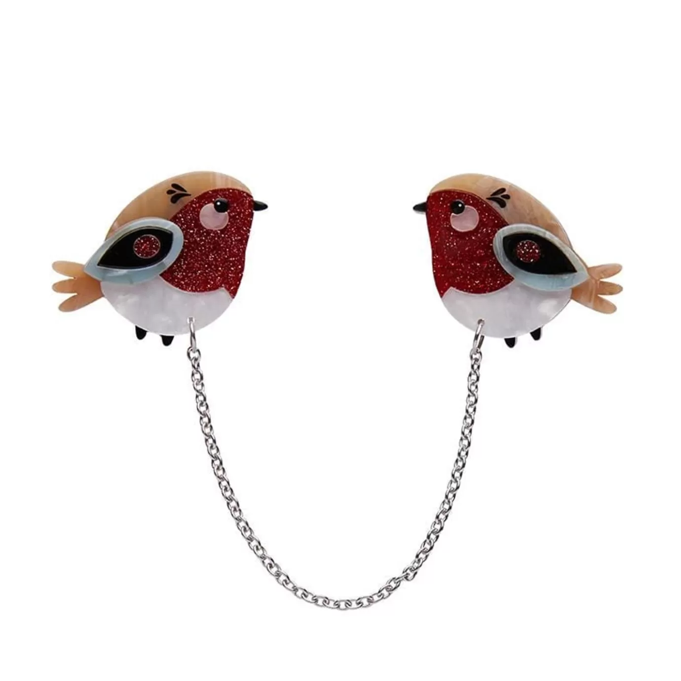 Erstwilder Red Robbin Cardigan Clips* Brooches