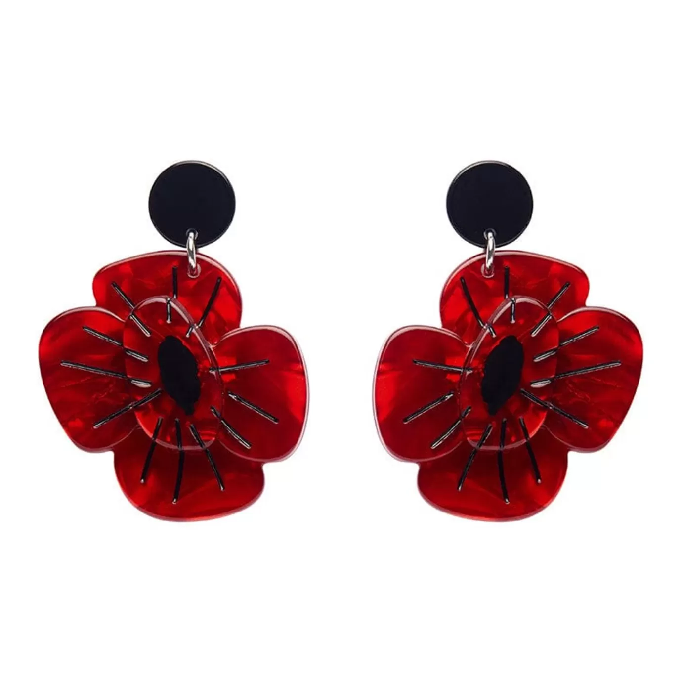 Erstwilder Remembrance Poppy Drop Earrings* Earrings