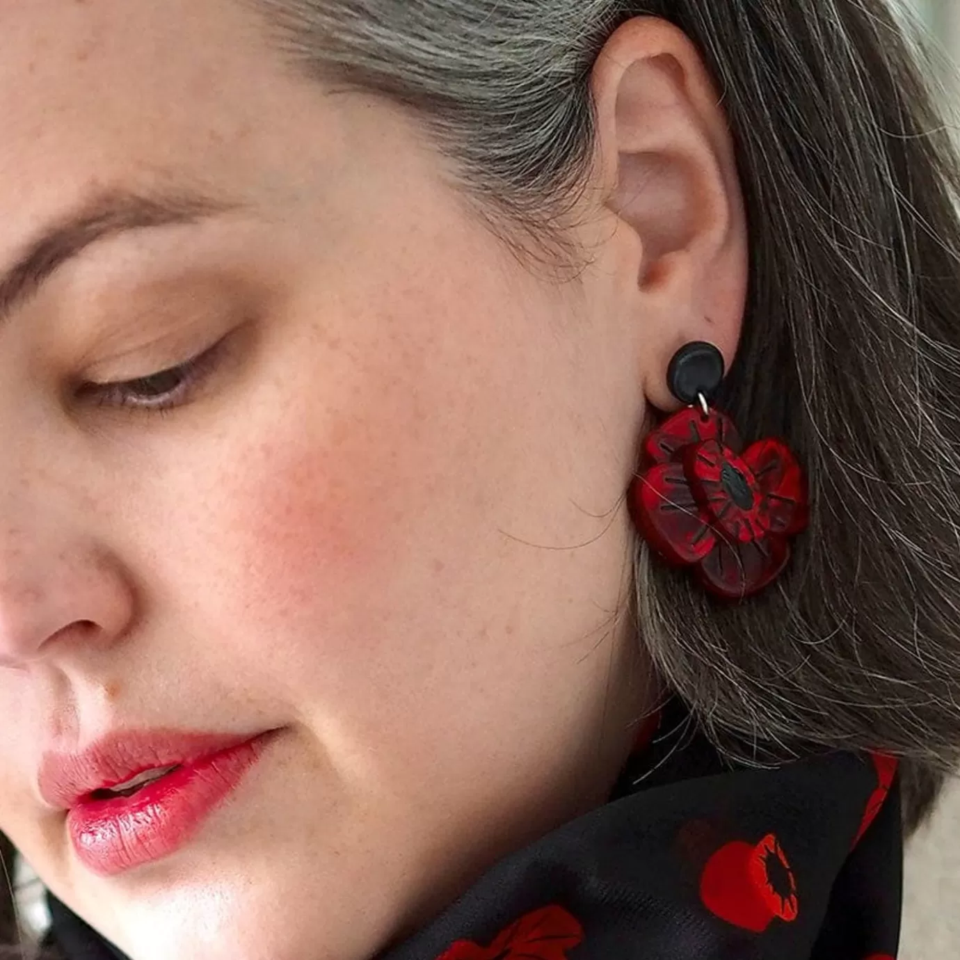 Erstwilder Remembrance Poppy Drop Earrings* Earrings