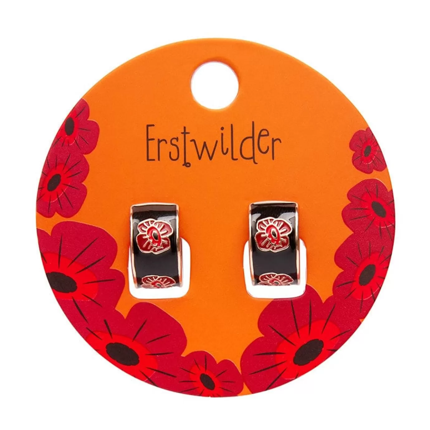 Erstwilder Remembrance Poppy Enamel Huggie Earrings* Enamel Earrings