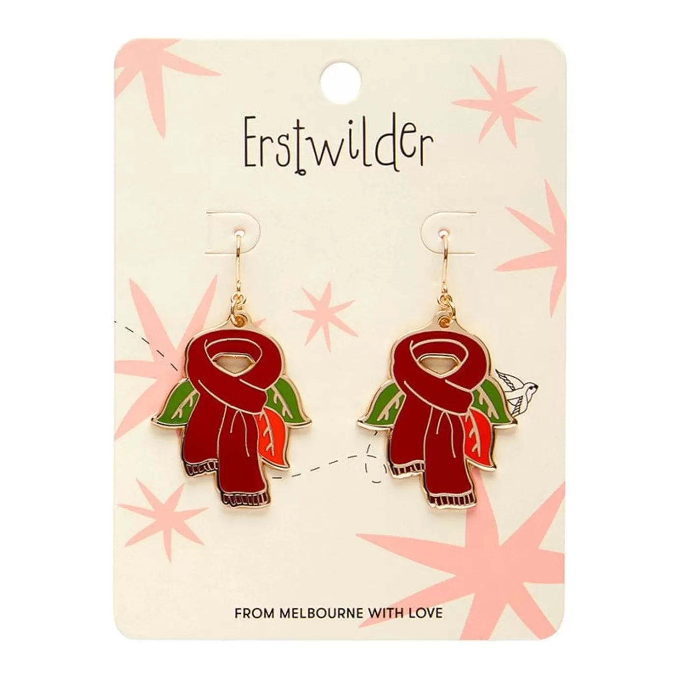 Erstwilder Scarf Souvenir Enamel Drop Earrings* Enamel Earrings