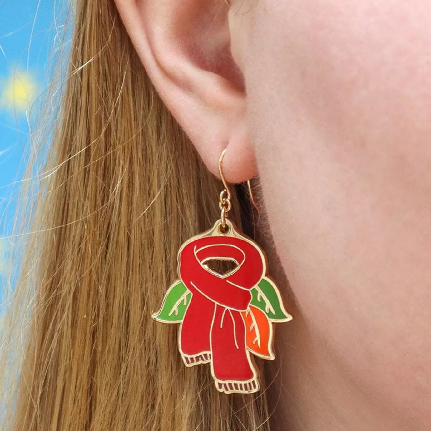 Erstwilder Scarf Souvenir Enamel Drop Earrings* Enamel Earrings