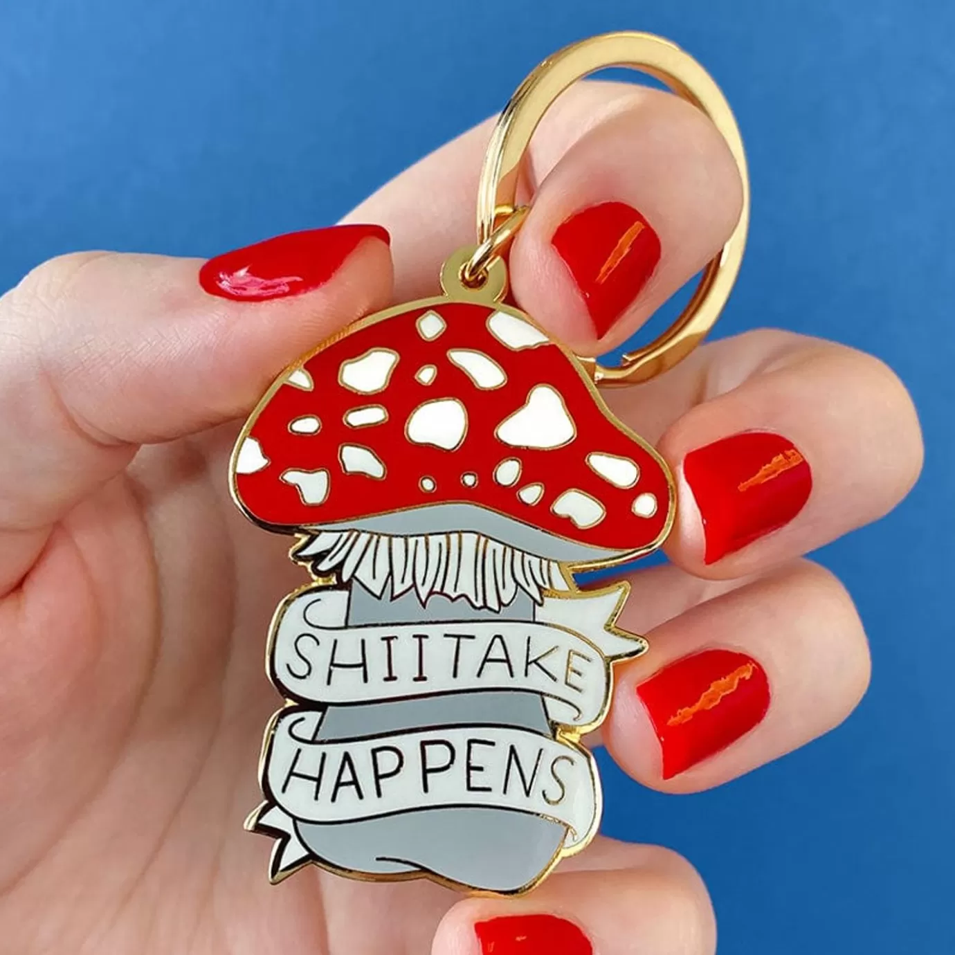 Erstwilder Shiitake Happens Enamel Key Charm* Enamel Key Rings