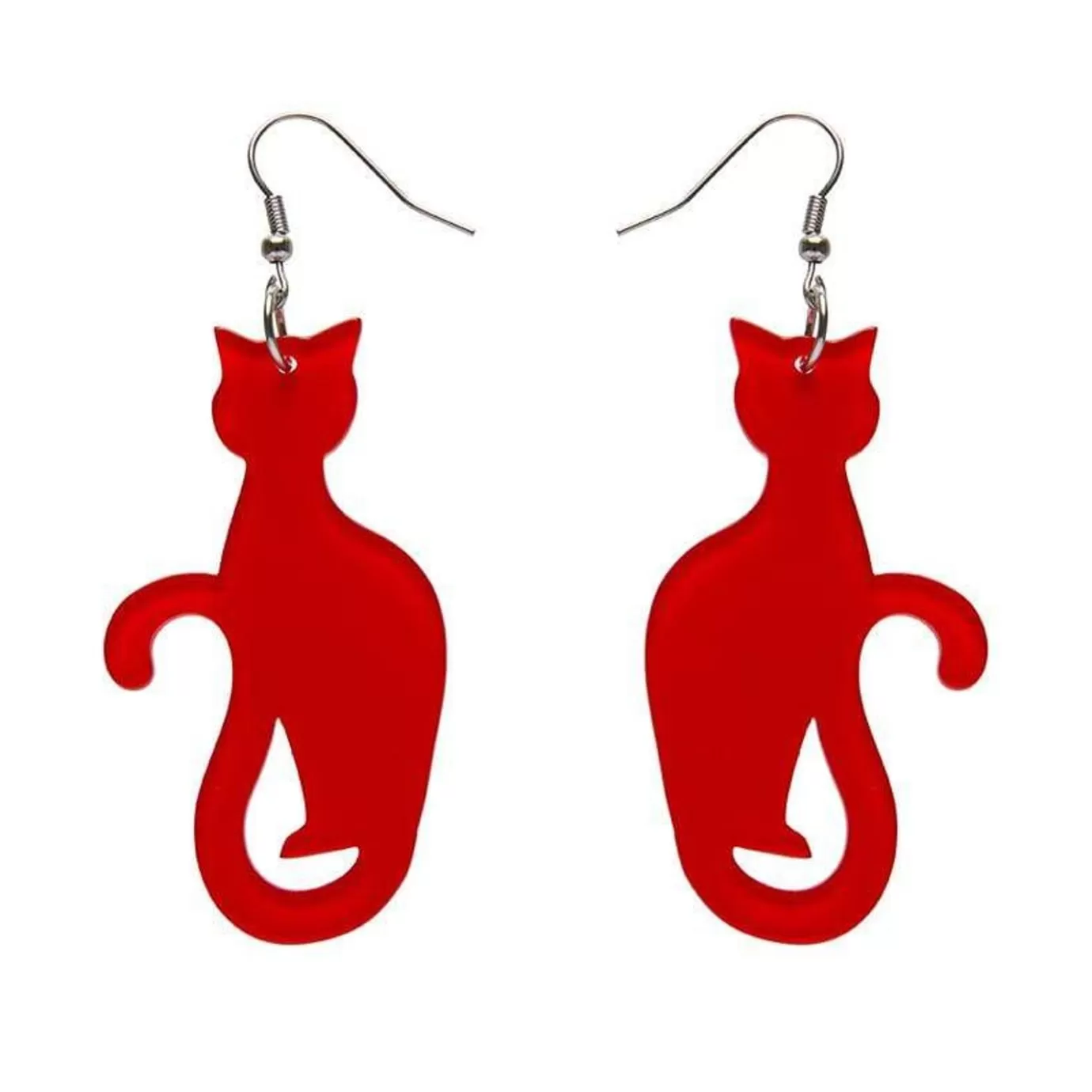 Erstwilder Sitting Cat Bubble Resin Drop Earrings - Red* Essential Earrings