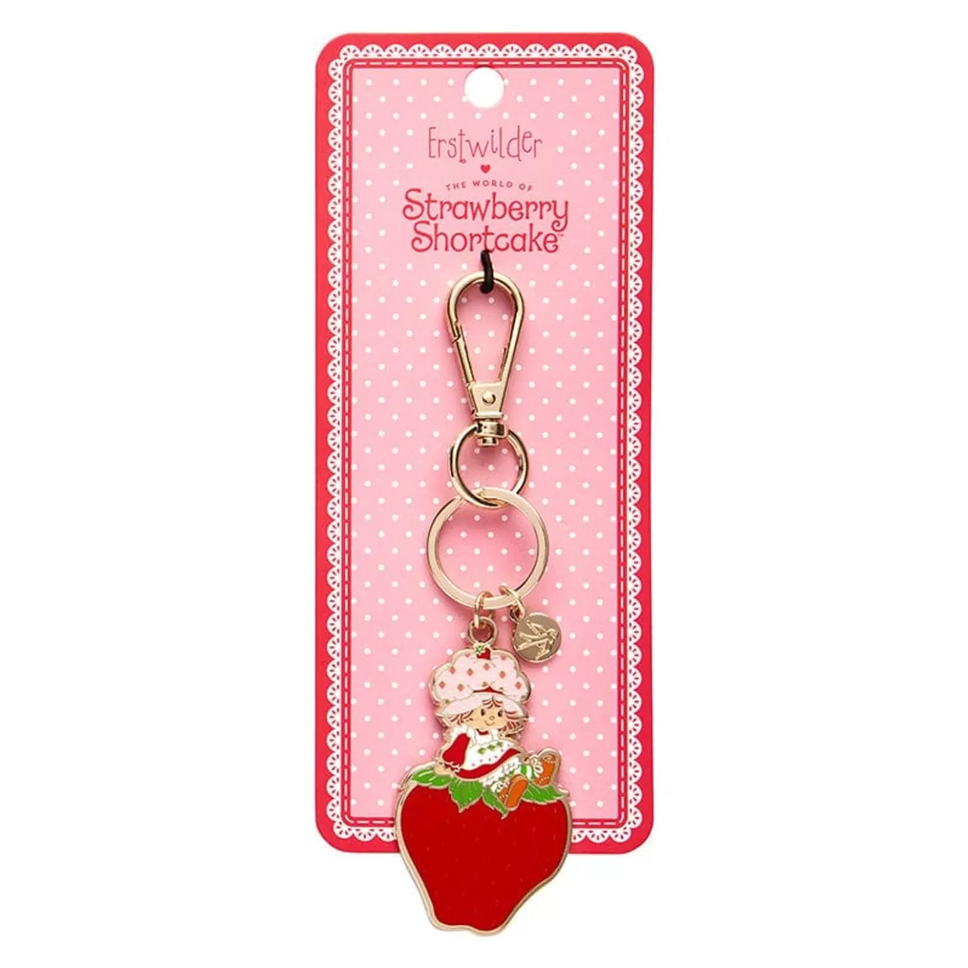 Erstwilder Sitting On A Strawberry Enamel Key Ring* Enamel Key Rings