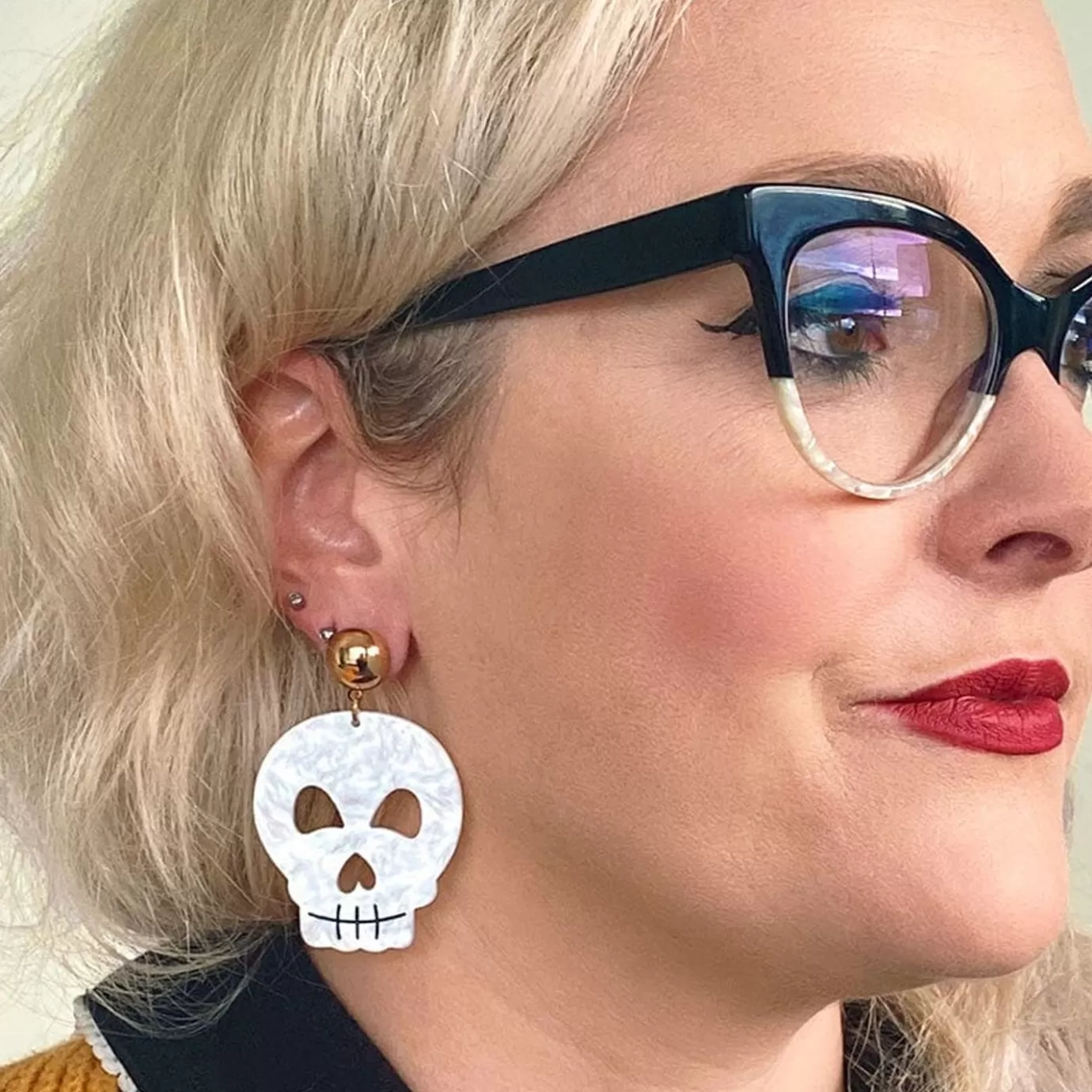 Erstwilder Skull Ripple Statement Earrings - White* Essential Earrings