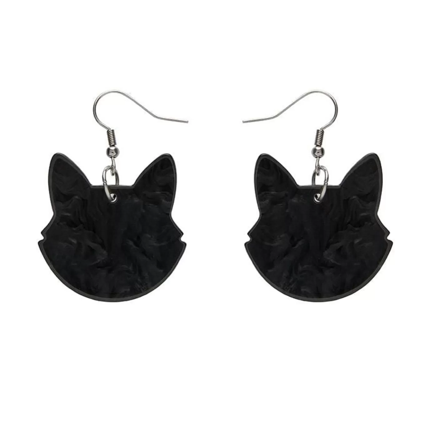 Erstwilder Solid Cat Head Ripple Resin Drop Earrings - Black* Essential Earrings