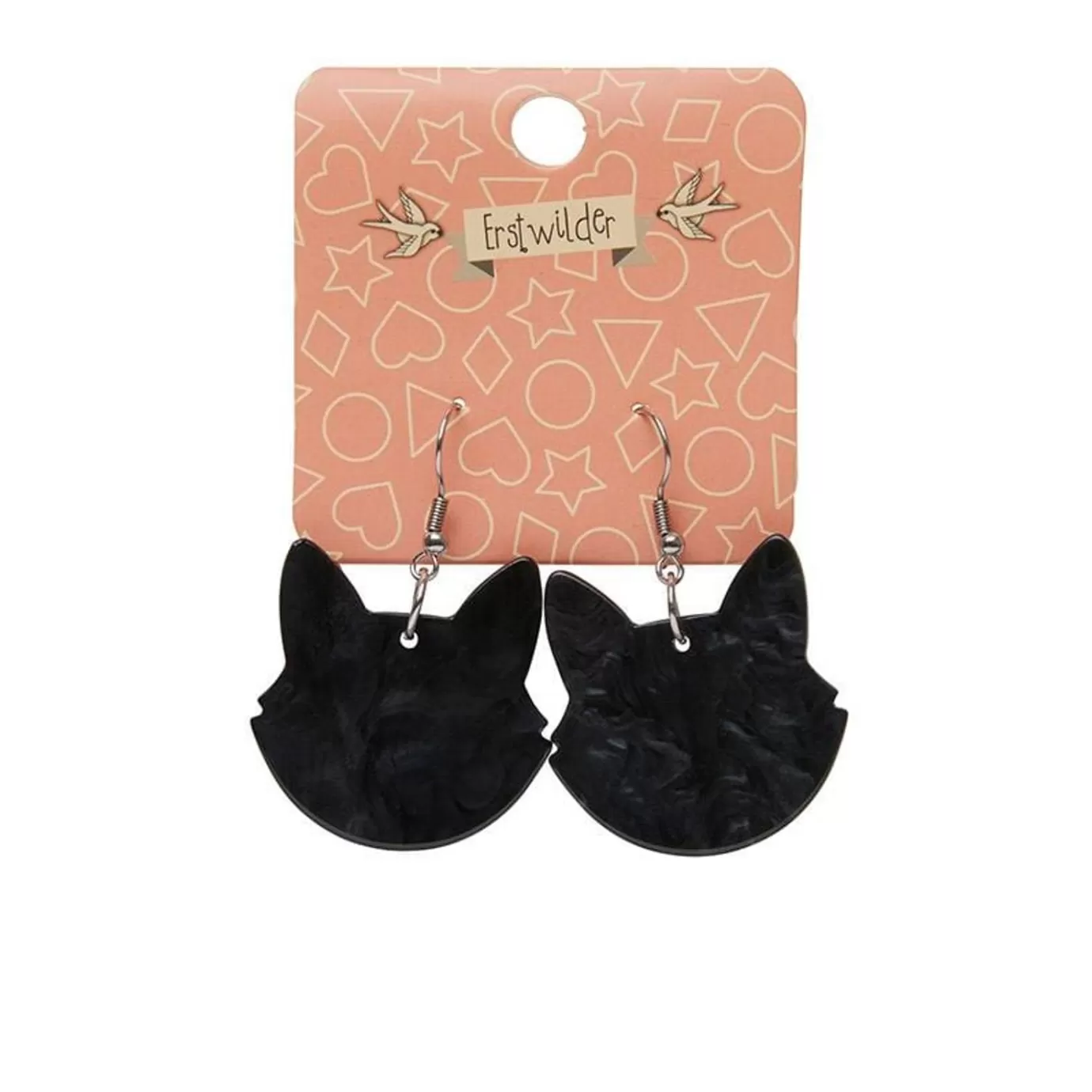 Erstwilder Solid Cat Head Ripple Resin Drop Earrings - Black* Essential Earrings