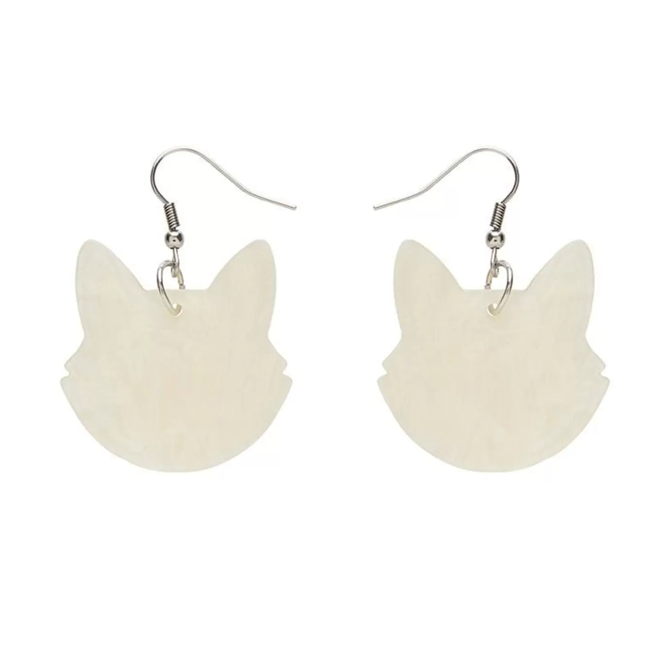 Erstwilder Solid Cat Head Ripple Resin Drop Earrings - White* Essential Earrings