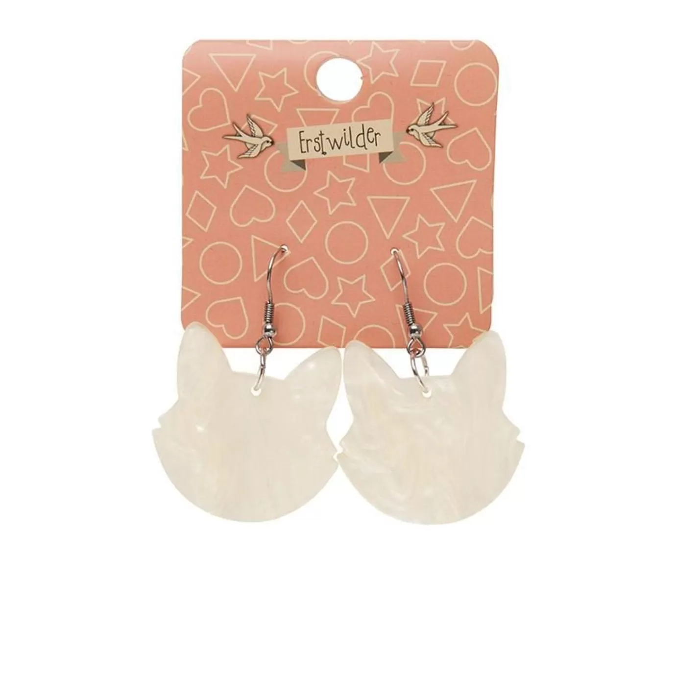 Erstwilder Solid Cat Head Ripple Resin Drop Earrings - White* Essential Earrings