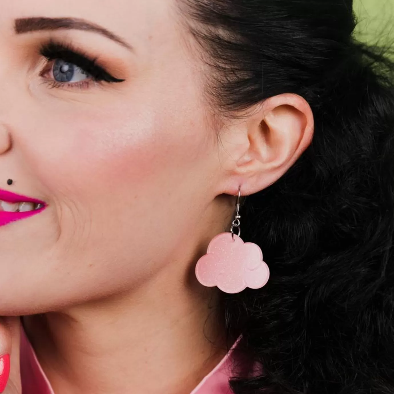 Erstwilder Solid Cloud Glitter Resin Drop Earrings - Pink* Essential Earrings