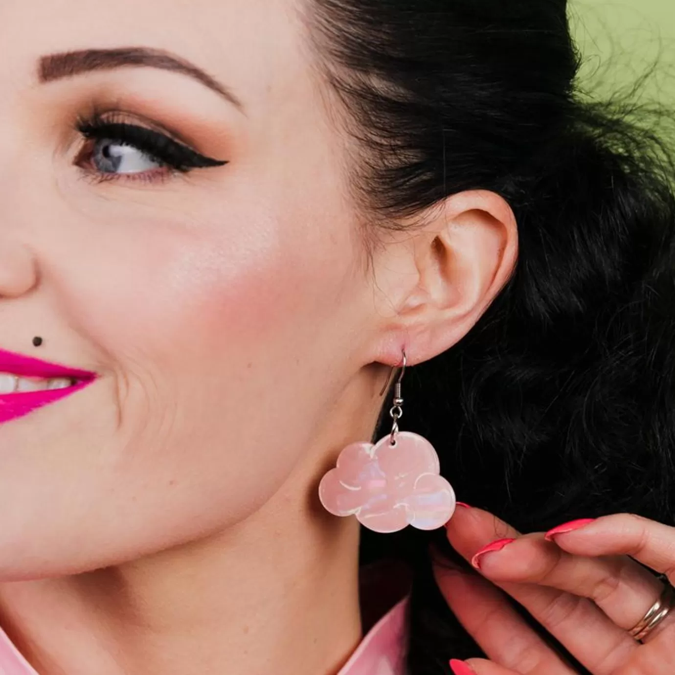 Erstwilder Solid Cloud Solid Glitter Resin Drop Earrings - Pink* Essential Earrings