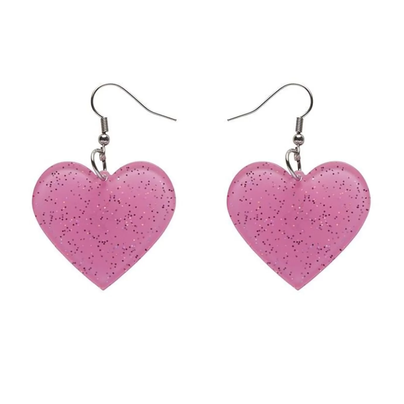 Erstwilder Solid Heart Glitter Resin Drop Earrings - Pink* Essential Earrings