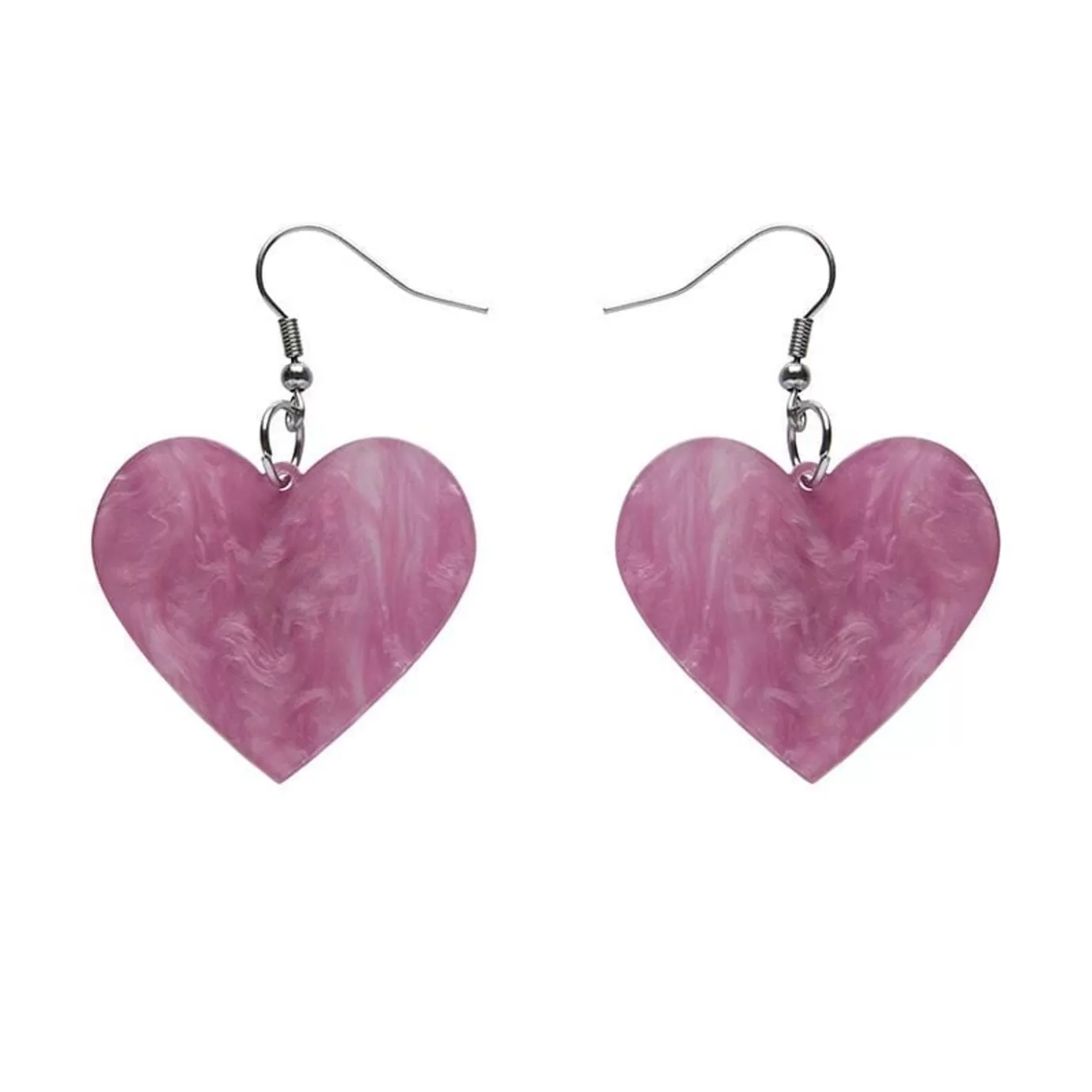 Erstwilder Solid Heart Ripple Resin Drop Earrings - Mauve* Essential Earrings