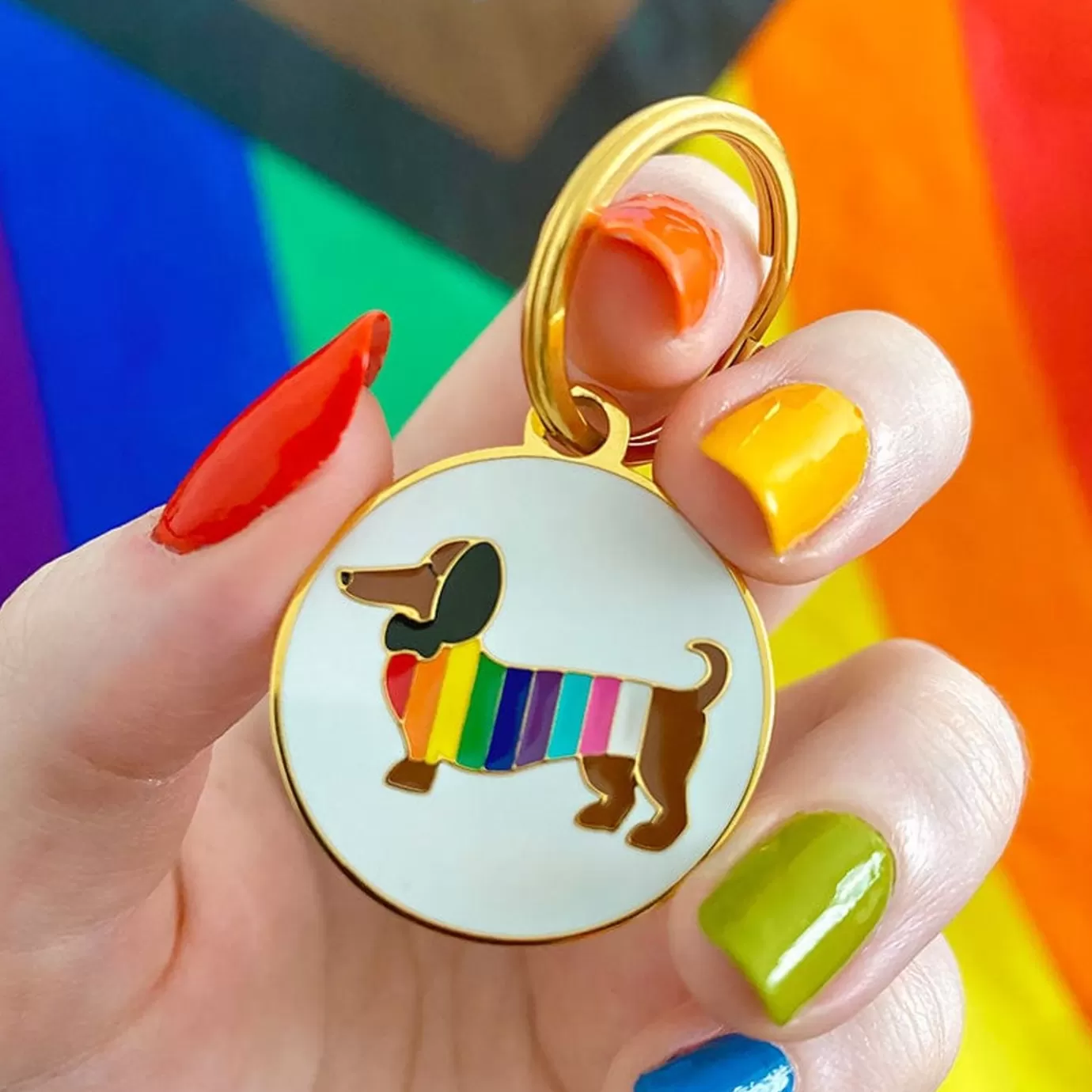 Erstwilder Spiffy The Supportive Dog Enamel Charm* Enamel Key Rings