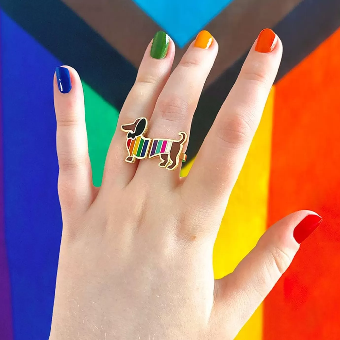Erstwilder Spiffy The Supportive Dog Enamel Ring* Rings