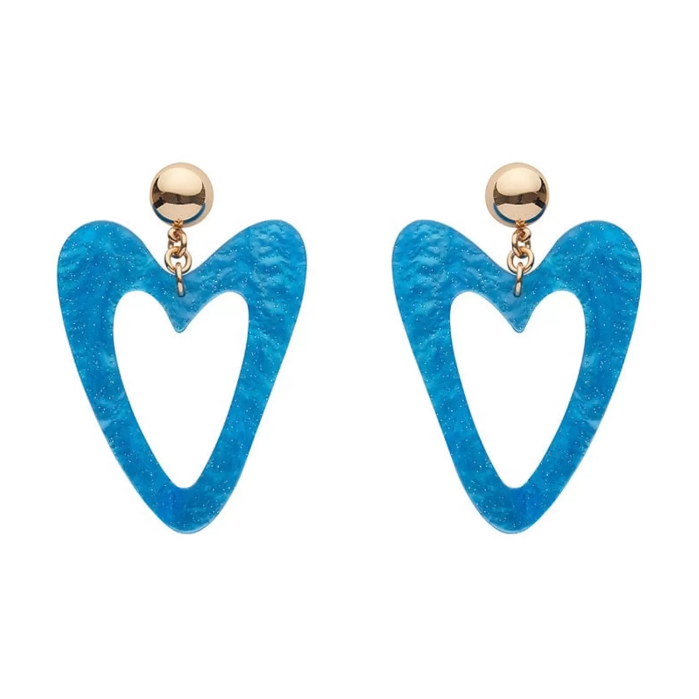 Erstwilder Statement Glitter Ripple Heart Drop Earrings - Aqua* Essential Earrings