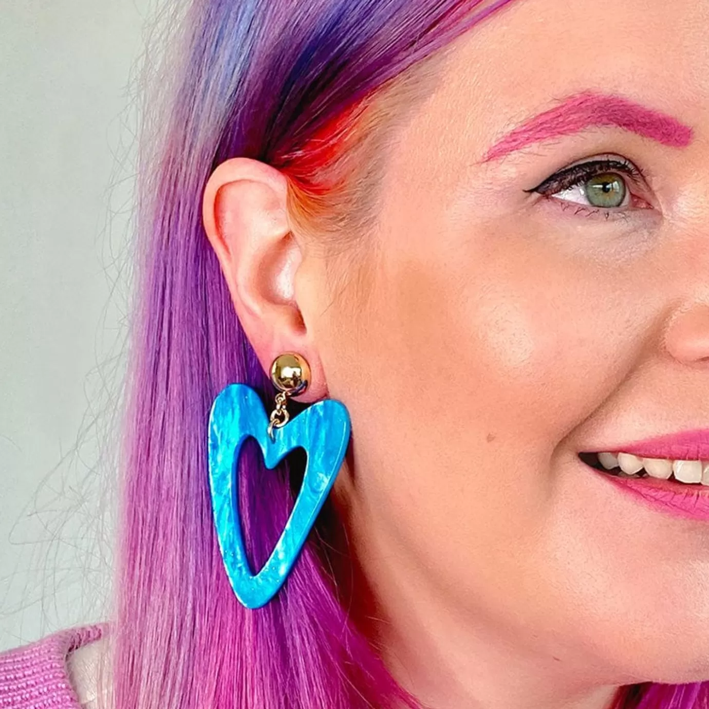 Erstwilder Statement Glitter Ripple Heart Drop Earrings - Aqua* Essential Earrings