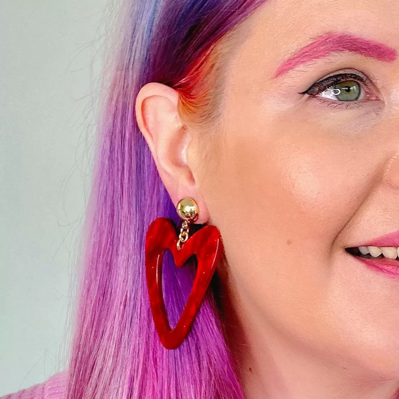 Erstwilder Statement Glitter Ripple Resin Heart Drop Earrings - Red* Essential Earrings