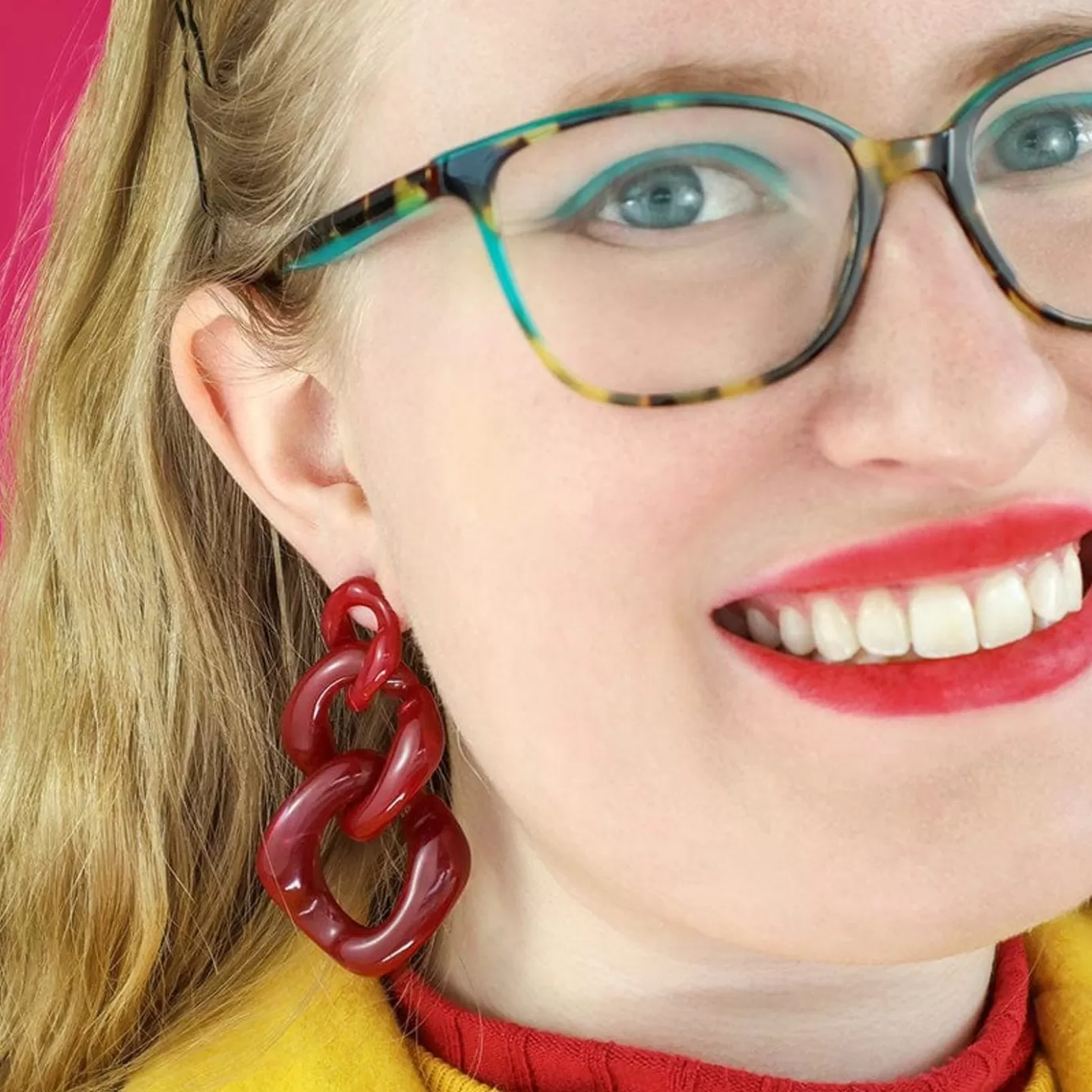 Erstwilder Statement Marble Chain Earrings - Ruby Red* Essential Earrings