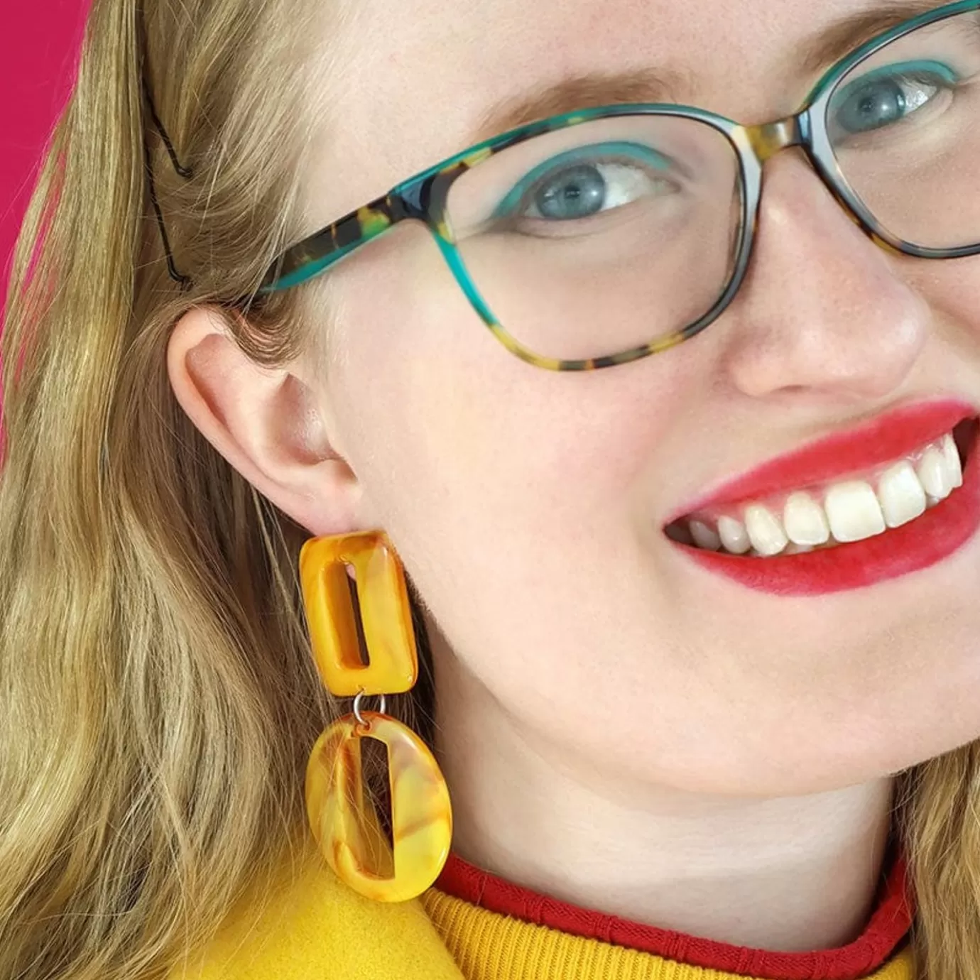 Erstwilder Statement Marble Chunky Drop Earrings - Mustard* Essential Earrings