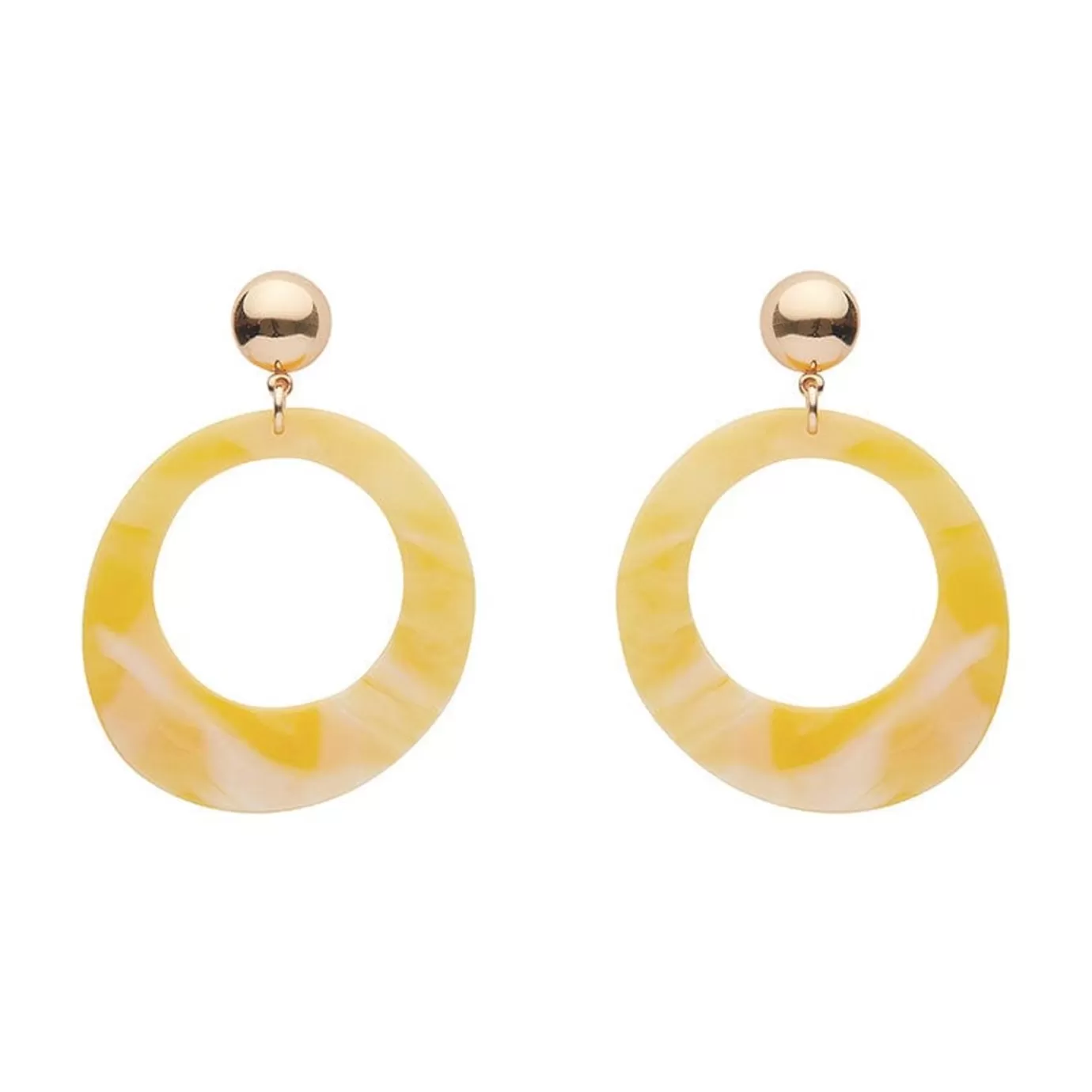 Erstwilder Statement Marble Resin Circle Drop Earrings - Yellow* Essential Earrings